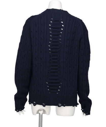 RIB CAGE CABLE KNIT PULLOVER