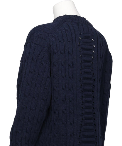 RIB CAGE CABLE KNIT PULLOVER