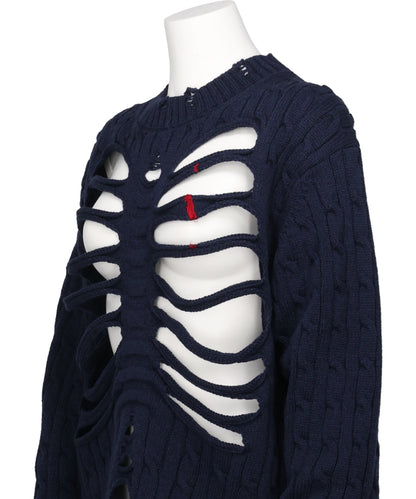 RIB CAGE CABLE KNIT PULLOVER