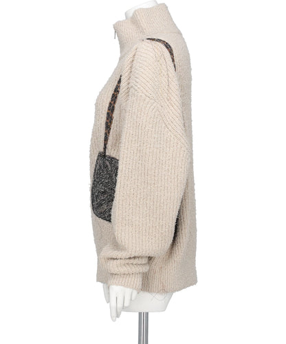 TROMPE L'OEIL EMBROIDERY HALF ZIP KNIT