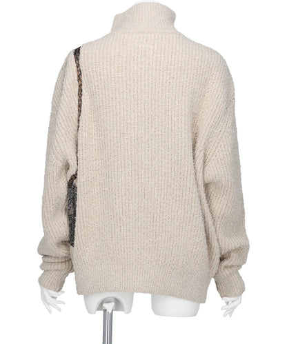 TROMPE L'OEIL EMBROIDERY HALF ZIP KNIT