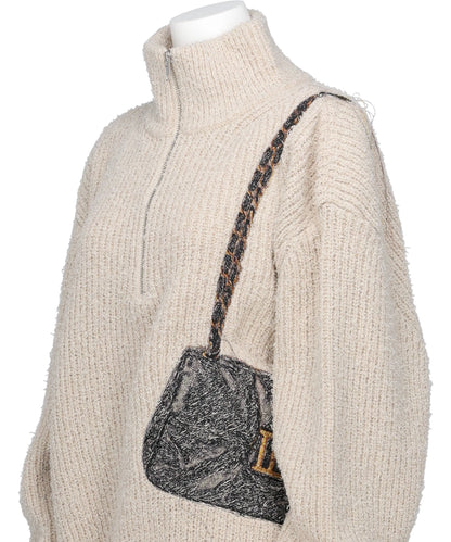 TROMPE L'OEIL EMBROIDERY HALF ZIP KNIT