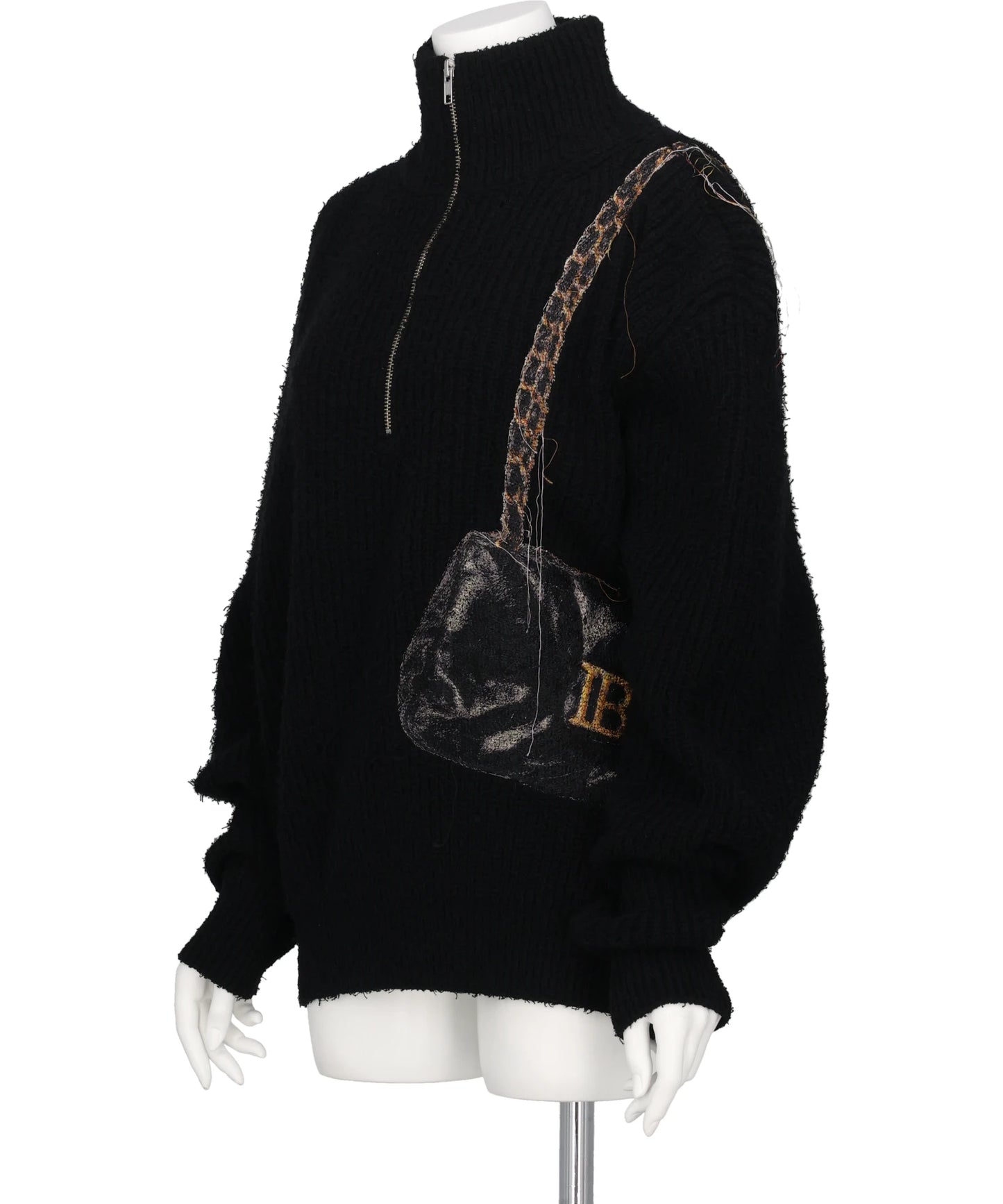 TROMPE L'OEIL EMBROIDERY HALF ZIP KNIT