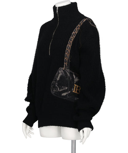 TROMPE L'OEIL EMBROIDERY HALF ZIP KNIT