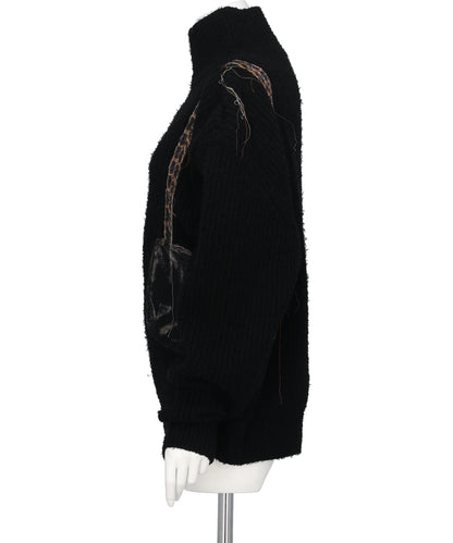 TROMPE L'OEIL EMBROIDERY HALF ZIP KNIT