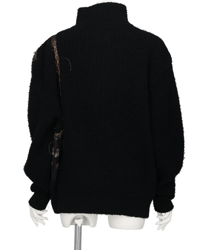 TROMPE L'OEIL EMBROIDERY HALF ZIP KNIT