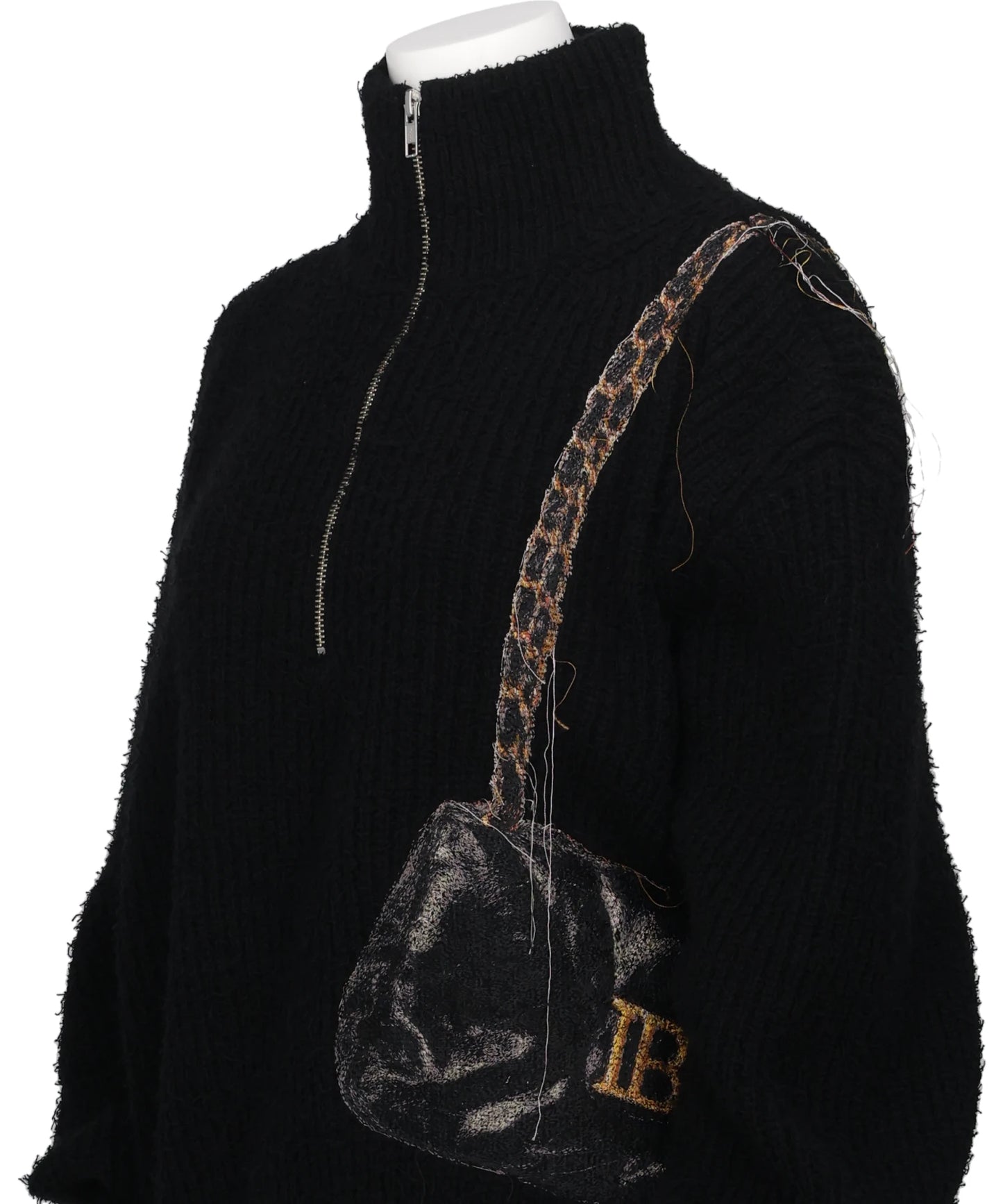 TROMPE L'OEIL EMBROIDERY HALF ZIP KNIT
