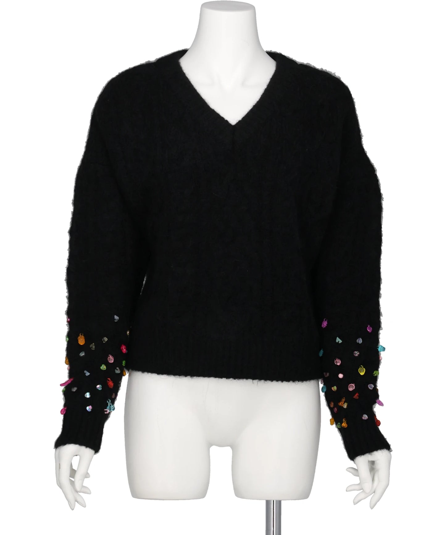 Chika Kisada(チカ キサダ) V-NECK KNIT WITH BEADED SLEEVES
