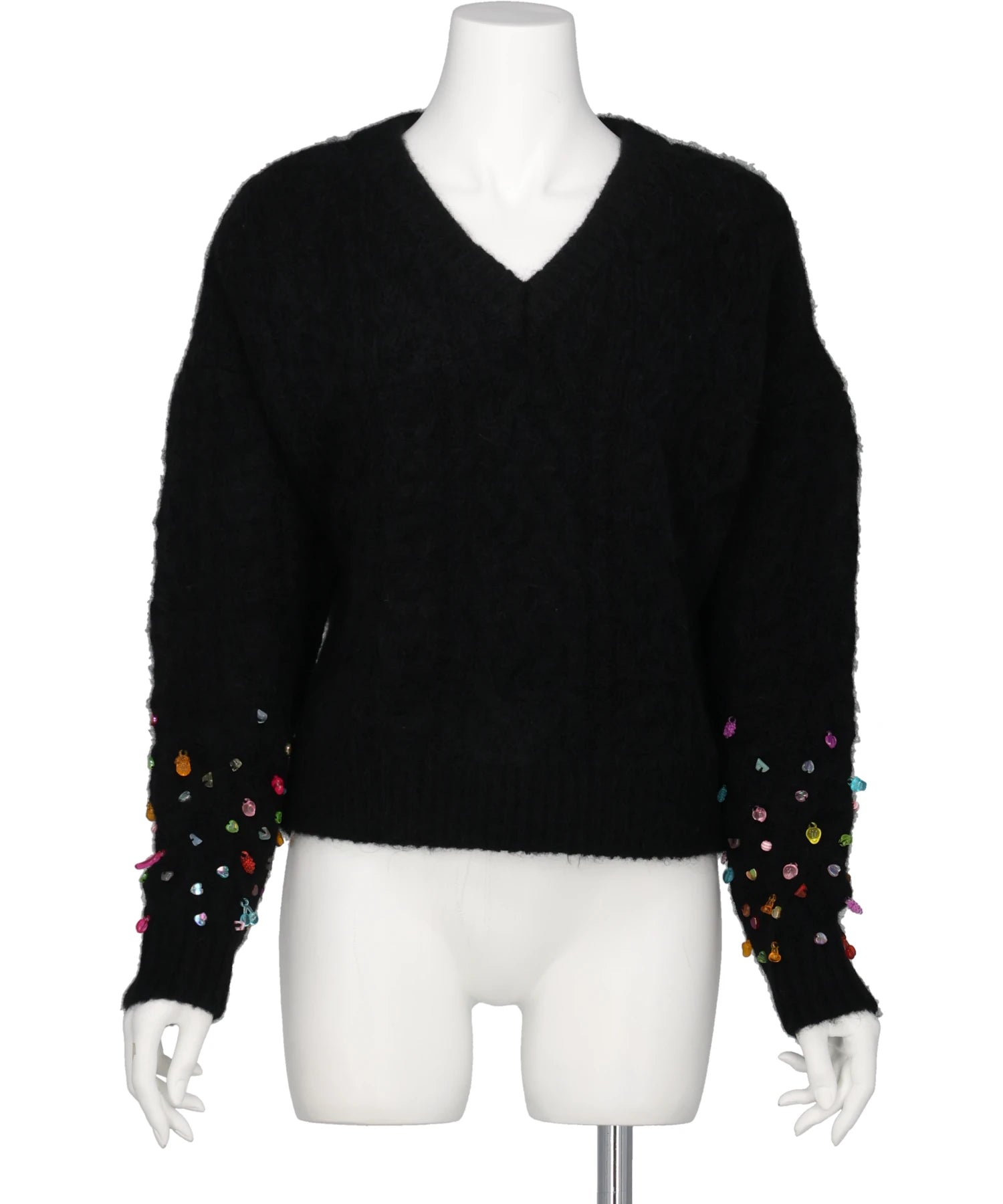 Chika Kisada(チカ キサダ) V-NECK KNIT WITH BEADED SLEEVES