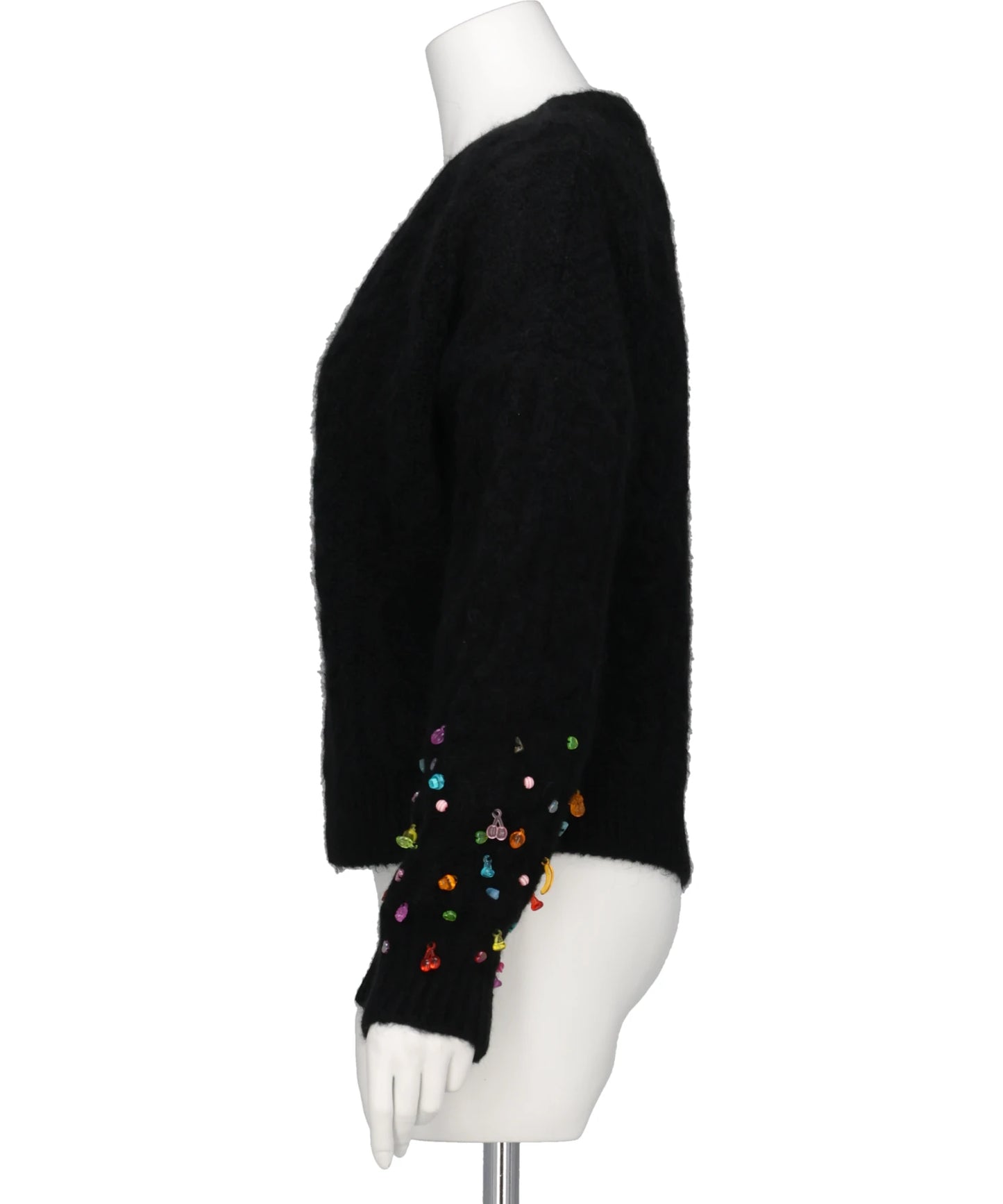 V-NECK KNIT WITH BEADED SLEEVES