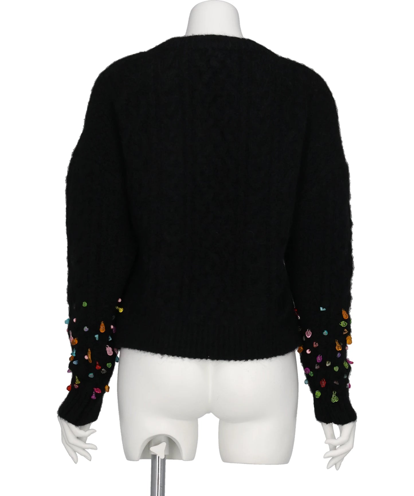 V-NECK KNIT WITH BEADED SLEEVES
