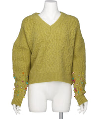 Chika Kisada(チカ キサダ)V-NECK KNIT WITH BEADED SLEEVES