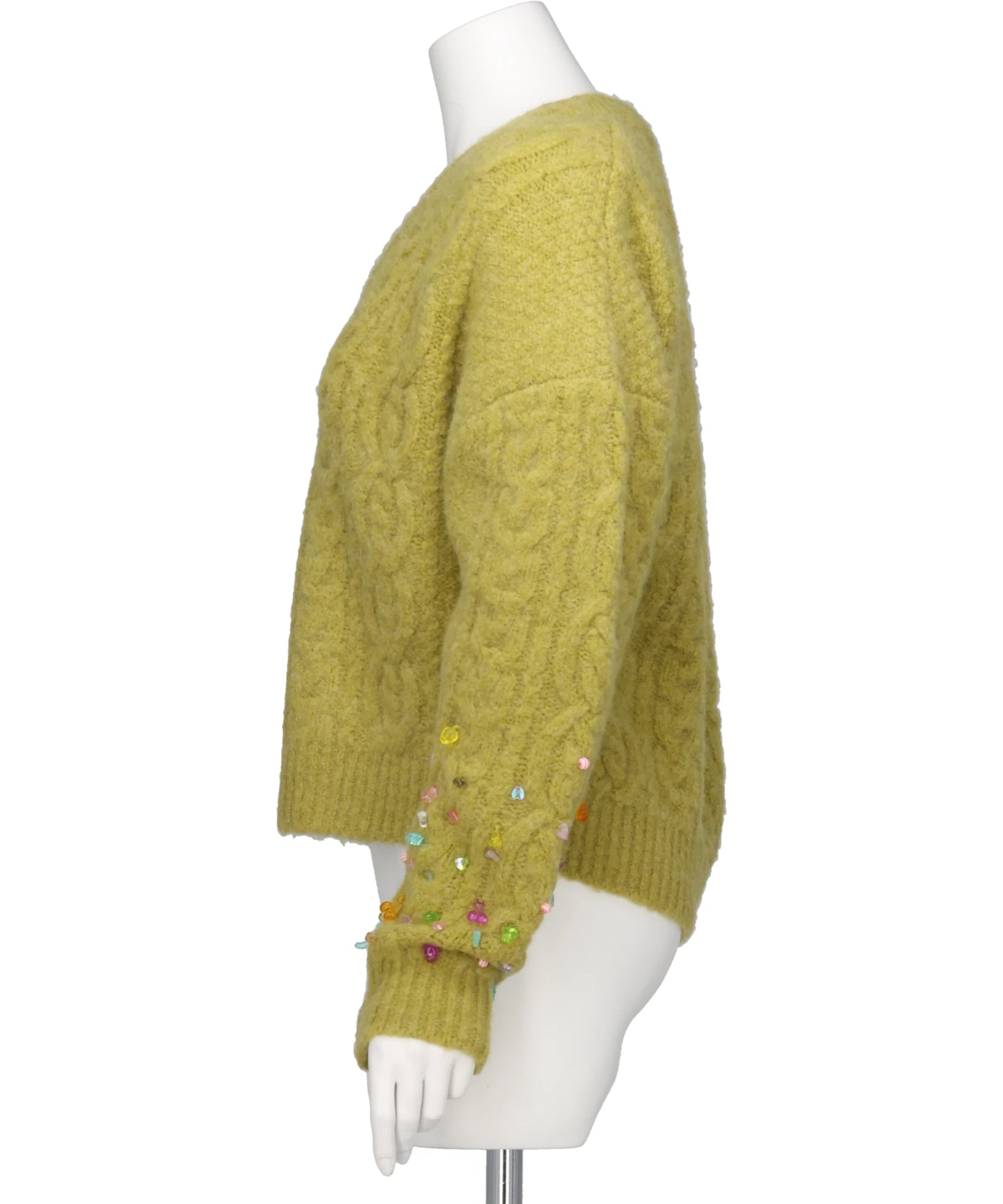 V-NECK KNIT WITH BEADED SLEEVES