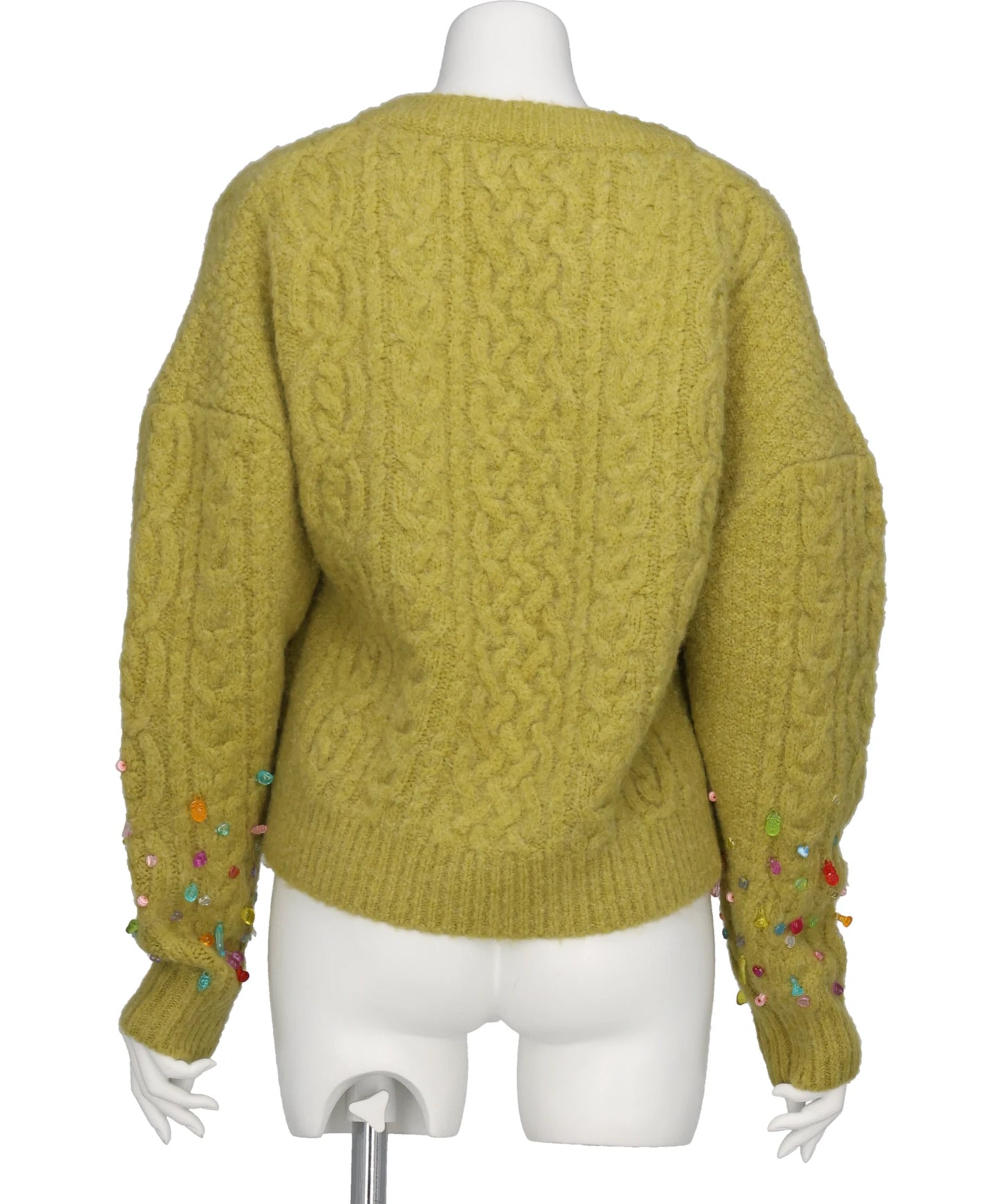 V-NECK KNIT WITH BEADED SLEEVES