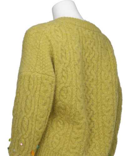 V-NECK KNIT WITH BEADED SLEEVES