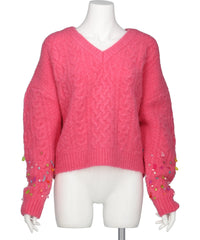Chika Kisada(チカ キサダ)V-NECK KNIT WITH BEADED SLEEVES