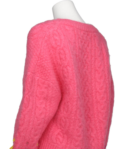 V-NECK KNIT WITH BEADED SLEEVES