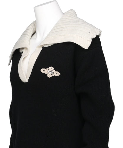 BIG COLLAR KNIT PULLOVER
