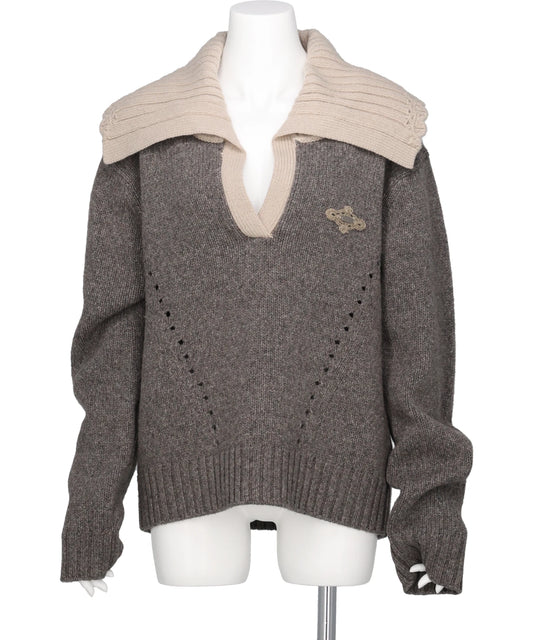 BIG COLLAR KNIT PULLOVER