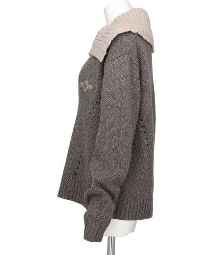 BIG COLLAR KNIT PULLOVER