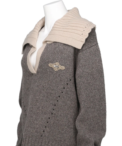 BIG COLLAR KNIT PULLOVER