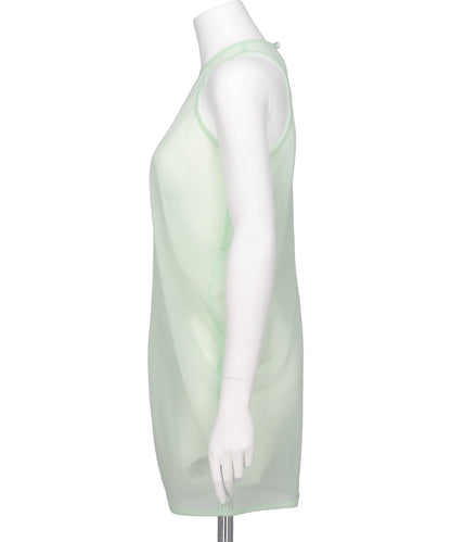 DRAPED JERSEY SHEER SLEEVELESS TOP