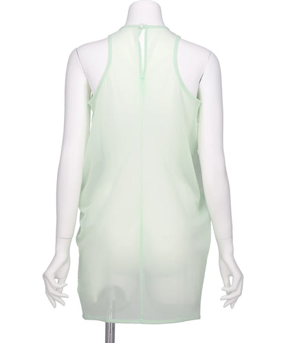 DRAPED JERSEY SHEER SLEEVELESS TOP