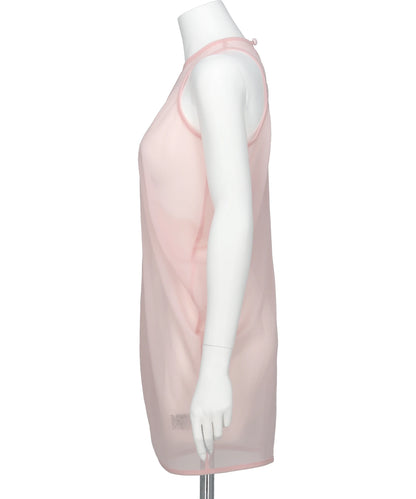 DRAPED JERSEY SHEER SLEEVELESS TOP