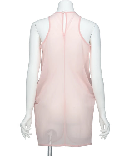 DRAPED JERSEY SHEER SLEEVELESS TOP