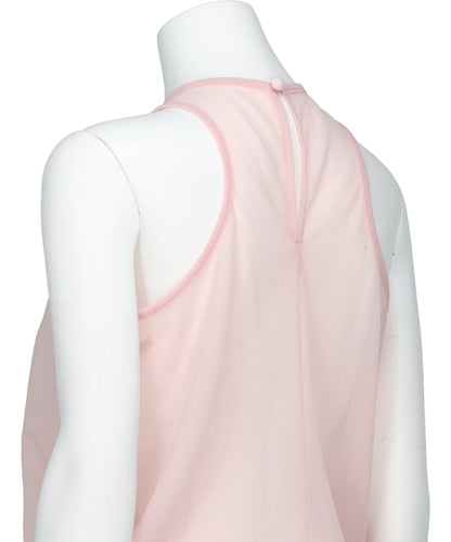 DRAPED JERSEY SHEER SLEEVELESS TOP