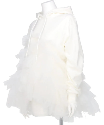 GATHERED TULLE HOODIE