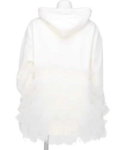 GATHERED TULLE HOODIE