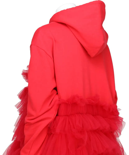 GATHERED TULLE HOODIE