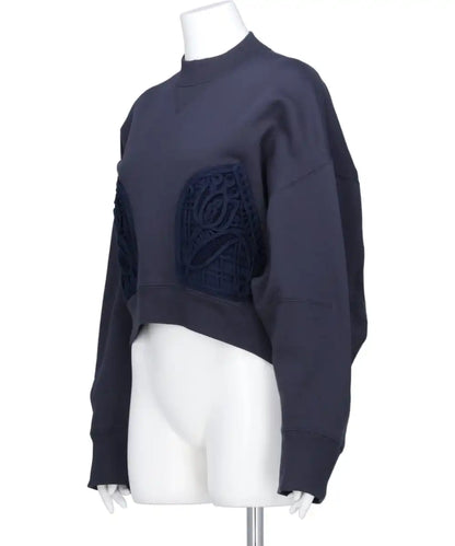 CORDING EMBROIDERY CROPPED SWEATSHIRT