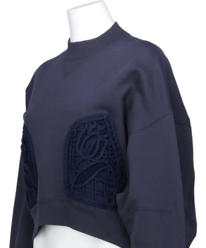 CORDING EMBROIDERY CROPPED SWEATSHIRT