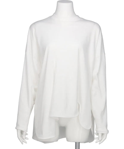 SUPIMA JERSEY ASYMMETRY DRAPE LONG SLEEVE TEE