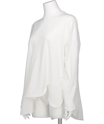 SUPIMA JERSEY ASYMMETRY DRAPE LONG SLEEVE TEE