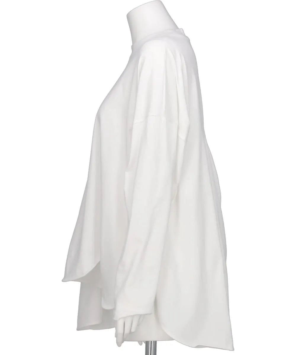 SUPIMA JERSEY ASYMMETRY DRAPE LONG SLEEVE TEE