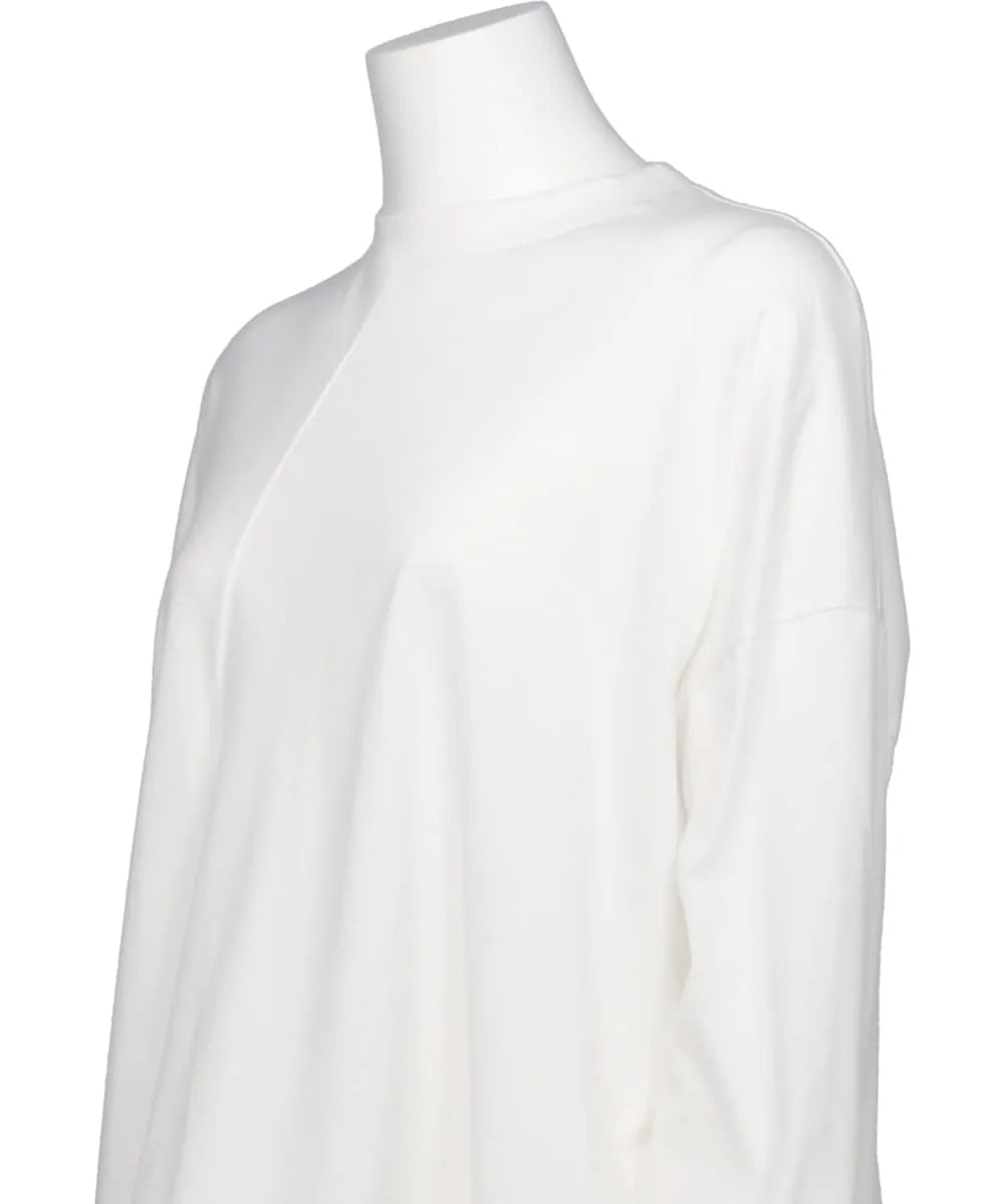 SUPIMA JERSEY ASYMMETRY DRAPE LONG SLEEVE TEE