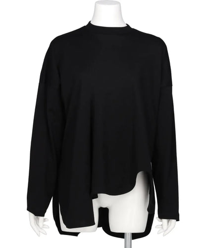 SUPIMA JERSEY ASYMMETRY DRAPE LONG SLEEVE TEE