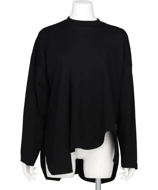 SUPIMA JERSEY ASYMMETRY DRAPE LONG SLEEVE TEE