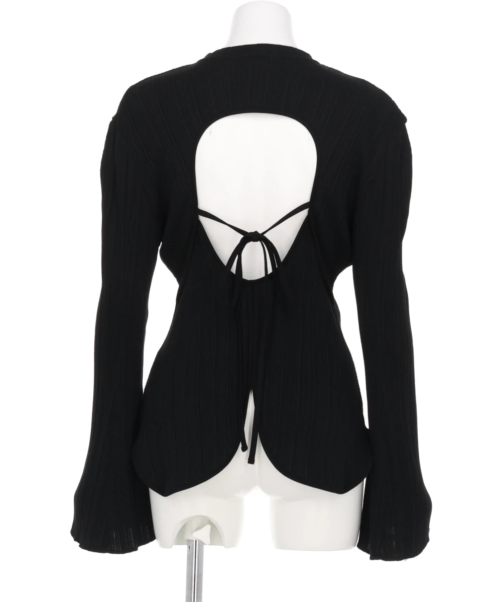 RANDOM RIBBED ORGANIC COTTONLONG SLEEVE TOP