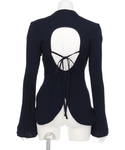 RANDOM RIBBED ORGANIC COTTONLONG SLEEVE TOP