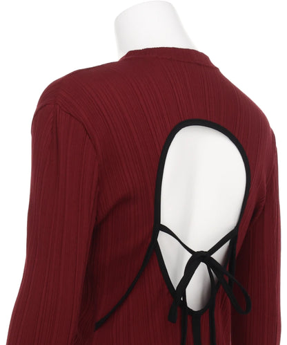 RANDOM RIBBED ORGANIC COTTONLONG SLEEVE TOP