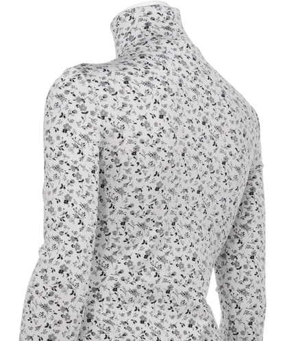 FLORAL JACQUARD FRAISE STITCHHIGH NECK TOP