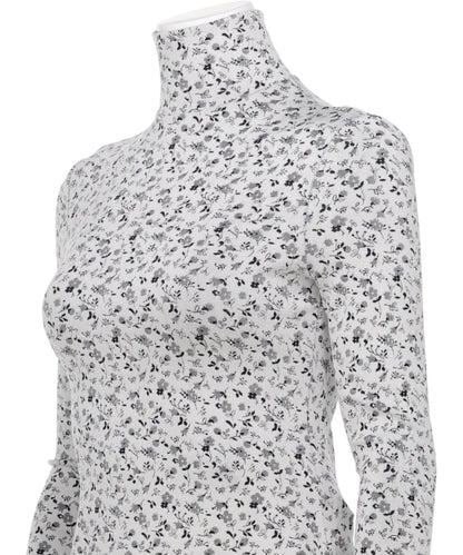 FLORAL JACQUARD FRAISE STITCHHIGH NECK TOP