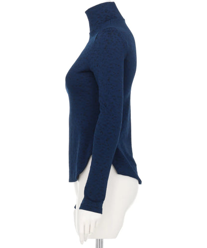 FLORAL JACQUARD FRAISE STITCHHIGH NECK TOP