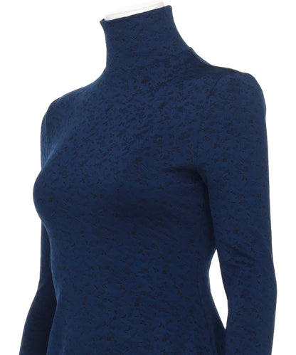 FLORAL JACQUARD FRAISE STITCHHIGH NECK TOP