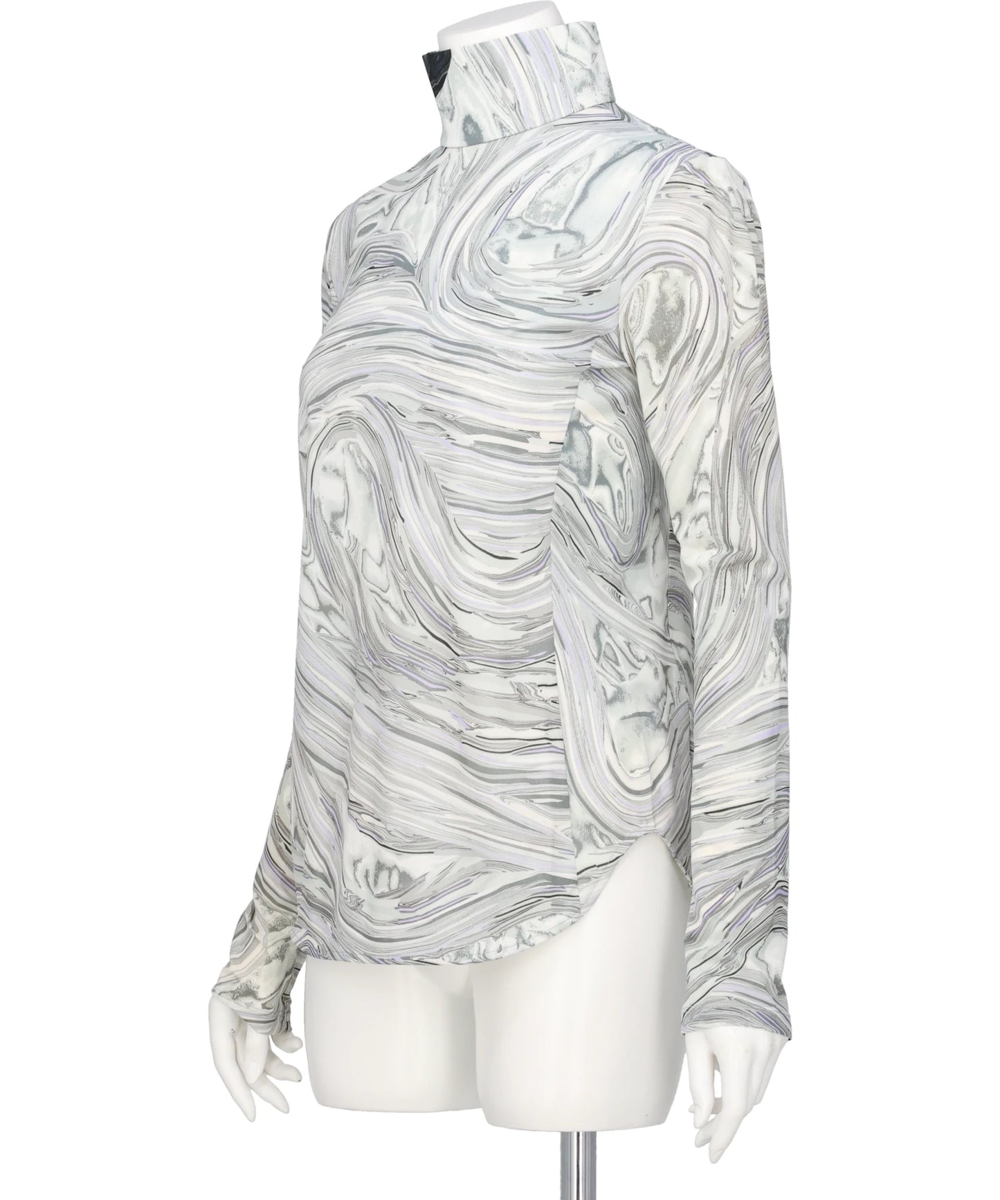 MARBLE PRINT JERSEY HIGH NECK TOP
