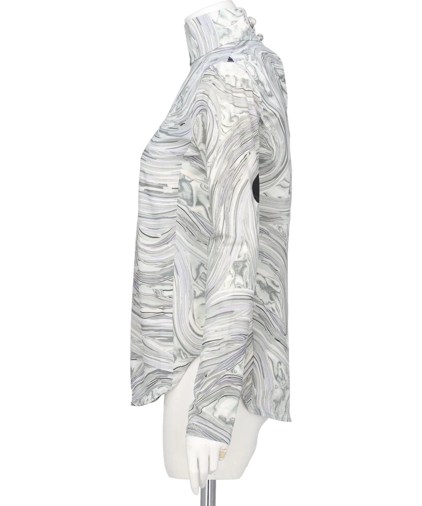 MARBLE PRINT JERSEY HIGH NECK TOP